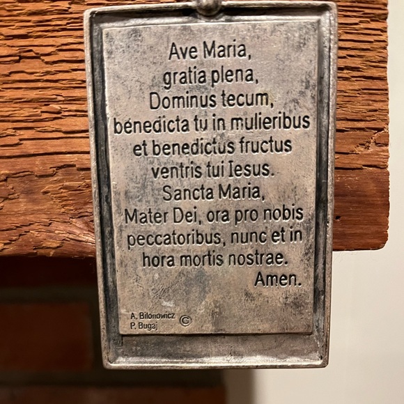 Latin Hail Mary Prayer Icon Metal Art Piece - Picture 3 of 5